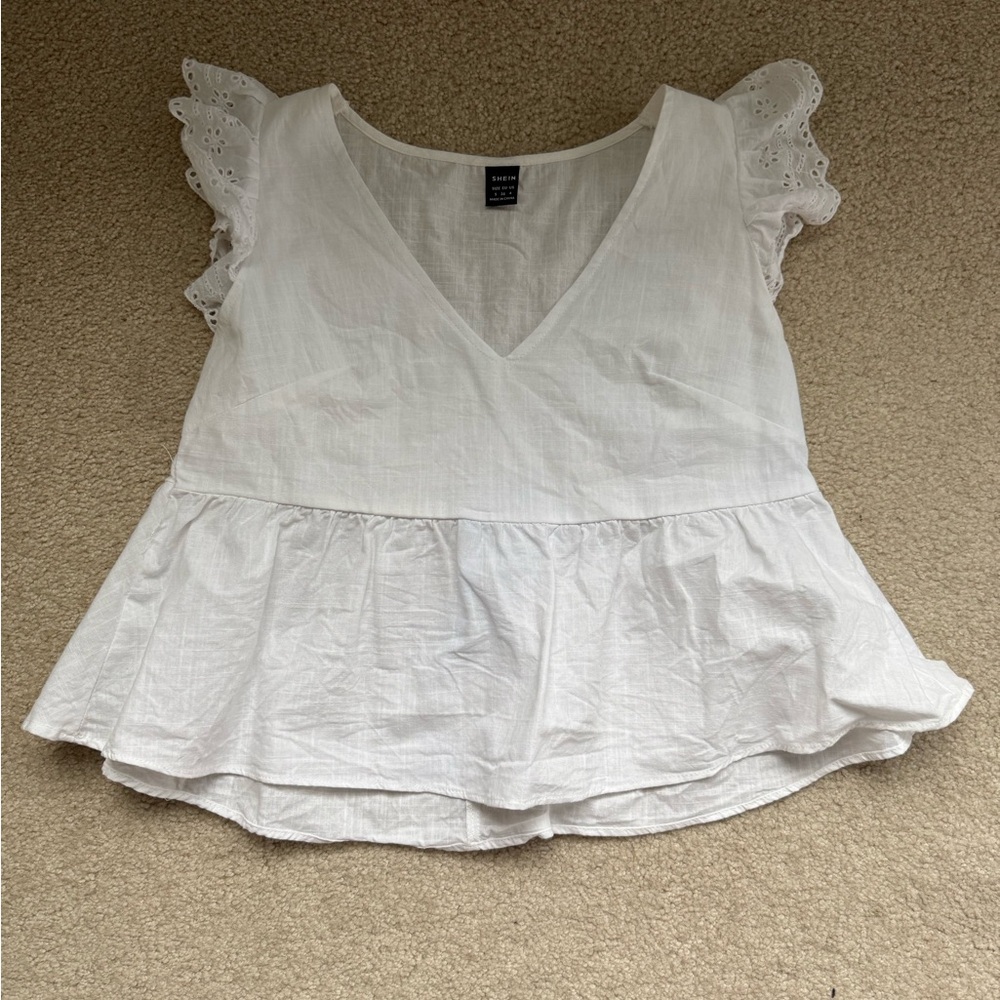 White Lace Sleeve Women's Top